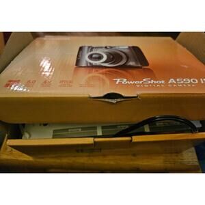 Canon PowerShot A5900 box, cords, paperwork, disc only. NO CAMERA
